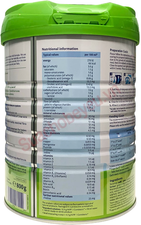 Sữa Hipp Combiotic số 1 lon 800g cho trẻ từ 0-6 tháng tuổi