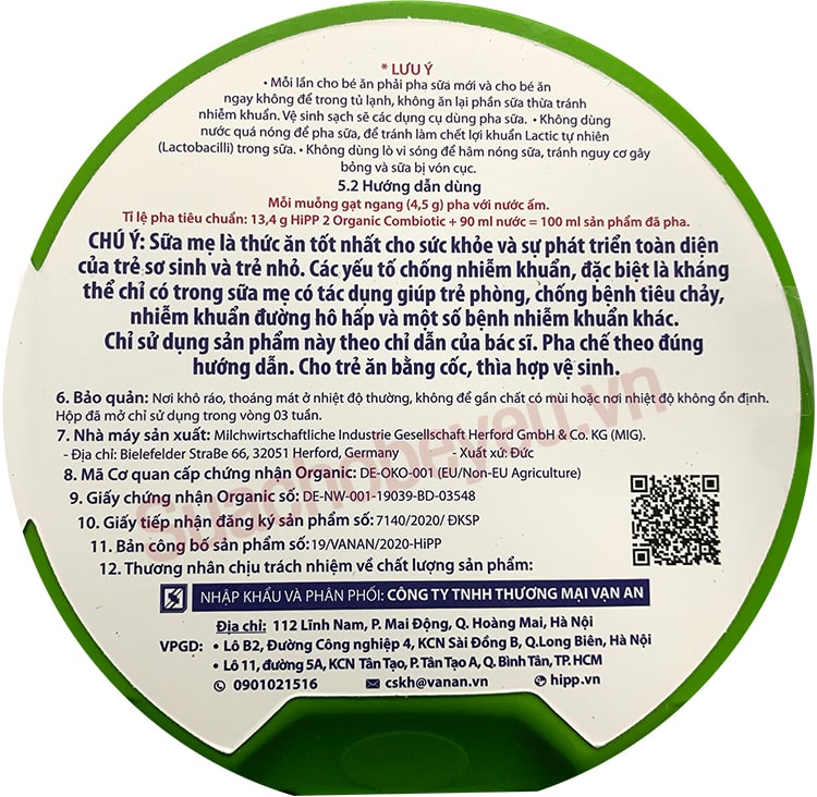 Sữa Hipp Combiotic số 2 lon 800g cho trẻ 6-12 tháng tuổi