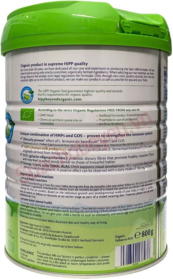 Sữa Hipp Combiotic số 2 lon 800g cho trẻ 6-12 tháng tuổi