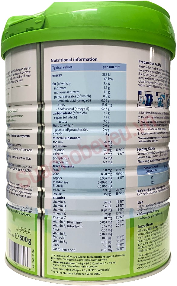 Sữa Hipp Combiotic số 2 lon 800g cho trẻ 6-12 tháng tuổi