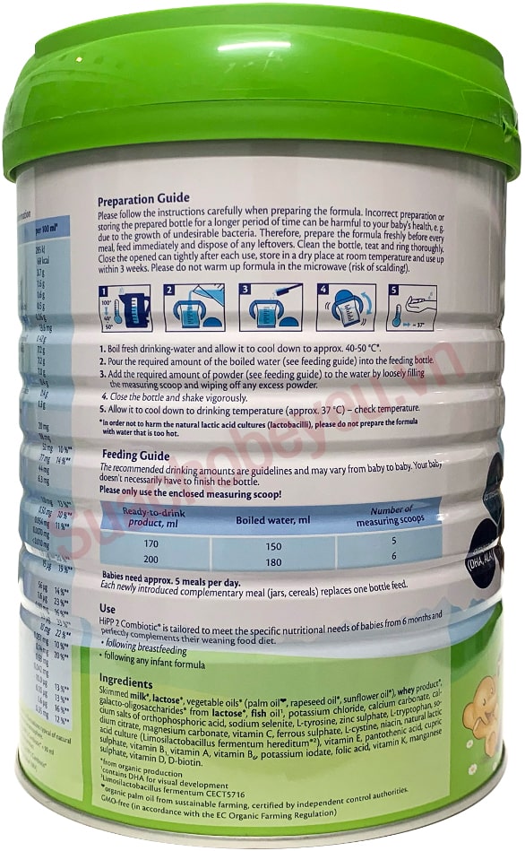 Sữa Hipp Combiotic số 2 lon 800g cho trẻ 6-12 tháng tuổi