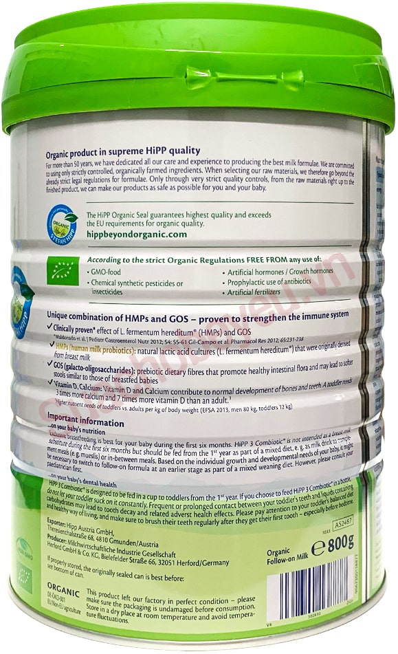 Sữa HiPP Combiotic số 3 lon 800g cho trẻ từ 1-3 tuổi