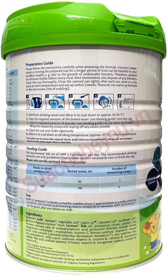 Sữa HiPP Combiotic số 3 lon 800g cho trẻ từ 1-3 tuổi