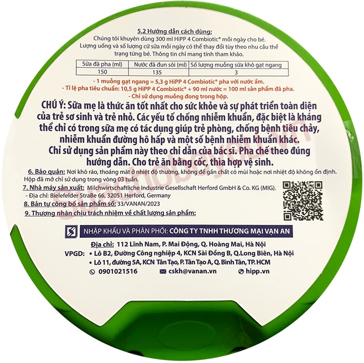 Sữa HiPP Combiotic số 4 lon 800g cho trẻ từ 3 tuổi