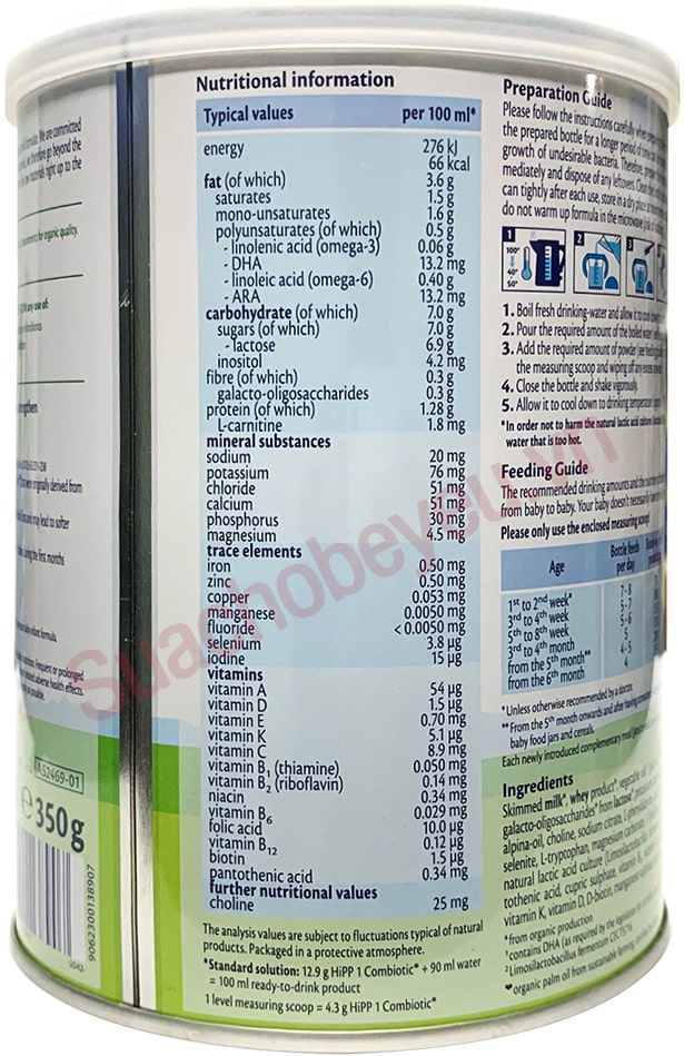 Sữa Hipp Combiotic số 1 350g cho trẻ 0-6 tháng tuổi