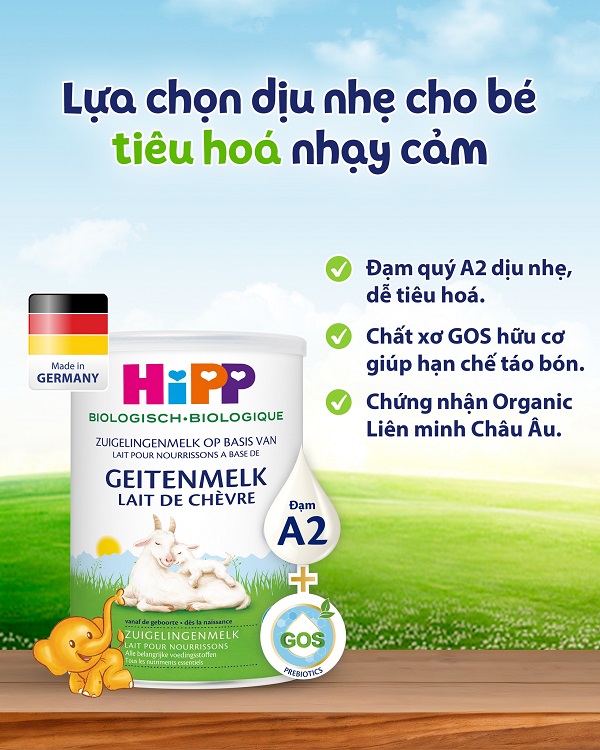 Sữa Dê Hipp Organic số 1 lon 400g cho trẻ 0-6 tháng